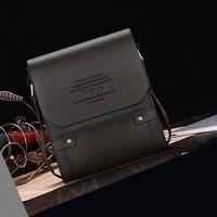 Men's PU Leather Flap Top Casual Business Crossbody Bag  