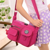 Women's Waterproof Nylon Zipper Pockets Durable Shoulder Bag  