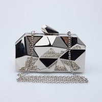 L.WEST Women's Irregular Lozenge Tin Box Evening Bag  