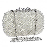 L.WEST Women High-grade Hand-made Pearl Bow Evening Bag  