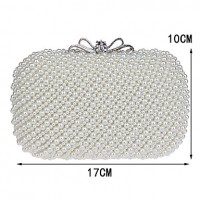 L.WEST Women High-grade Hand-made Pearl Bow Evening Bag  