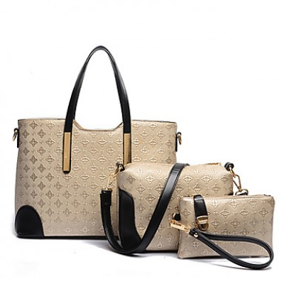 Women PU Barrel Shoulder Bag / Tote - White / Blue / Gold / Black  