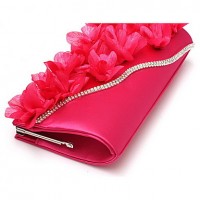 Women Chiffon Baguette Clutch / Evening Bag / Wallet / Key Holder / Coin Purse-White / Red  