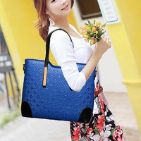 Women PU Barrel Shoulder Bag / Tote - White / Blue / Gold / Black  