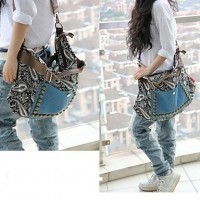 Lady's Fashion Bohemia Style Canvas Rivet Tote   