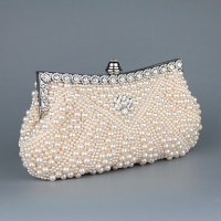 Satin with Pearl and Diamond Wedding /Special Occasion Evening Handbags/Clutchs  