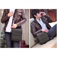 Men's PU Leather Flap Top Casual Business Crossbody Bag  