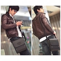 Men's PU Leather Flap Top Casual Business Crossbody Bag  