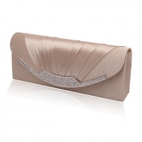 Women Satin Minaudiere Clutch / Evening Bag-White / Purple / Blue / Gold / Red / Black / Almond  