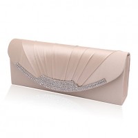 Women Satin Minaudiere Clutch / Evening Bag-White / Purple / Blue / Gold / Red / Black / Almond  