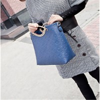 Women PU Baguette Tote - White / Pink / Blue  