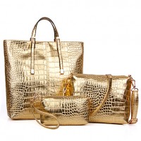  Women PU / Patent Leather Barrel Shoulder Bag / Tote - Gold / Silver / Black  