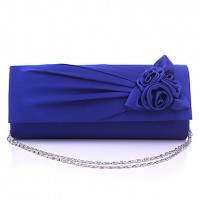 Women Satin Flap Clutch / Evening Bag - White / Pink / Blue / Green / Black  