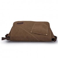 Men 's Canvas Sling Bag Shoulder Bag - Brown/Black  