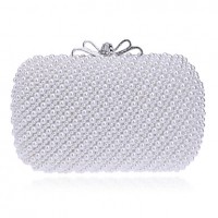 L.WEST Women High-grade Hand-made Pearl Bow Evening Bag  