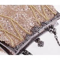 L.WEST®  Women's Pearl Diamonds Beaded Delicate Evening Bag  