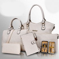  Women PU Barrel Shoulder Bag / Tote / Satchel / Clutch - White / Blue / Gold / Black  