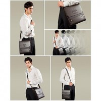 Men's PU Leather Flap Top Casual Business Crossbody Bag  