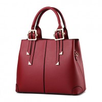 Women's Fashion Casual Solid PU Leather Messenger Shoulder Bag/Totes  