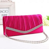 Women Satin Minaudiere Clutch / Evening Bag - White / Pink / Blue / Gold / Black  