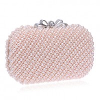 L.WEST Women High-grade Hand-made Pearl Bow Evening Bag  