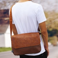 Men 's PU Messenger Shoulder Bag - Brown/Black  