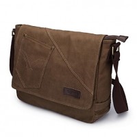 Men 's Canvas Sling Bag Shoulder Bag - Brown/Black  