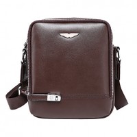 Men Cowhide Messenger Shoulder Bag - Brown / Black  