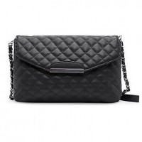 Women Quilted Shoulder Bag PU Leather Flap Front Crossbody Envelope Bag Clutch  