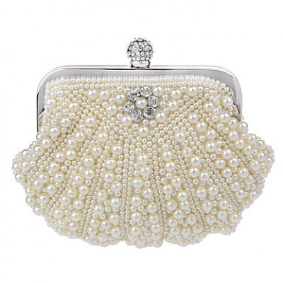 Women Elegant Noble Pearl Rhinestone  Evening Bag  