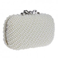 L.WEST Women High-grade Hand-made Pearl Bow Evening Bag  