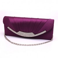 Women Satin Minaudiere Clutch / Evening Bag-White / Purple / Blue / Gold / Red / Black / Almond  