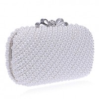 L.WEST Women High-grade Hand-made Pearl Bow Evening Bag  