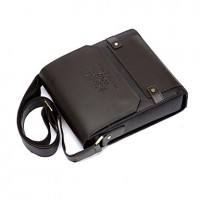 Men's PU Leather Flap Top Casual Business Crossbody Bag  