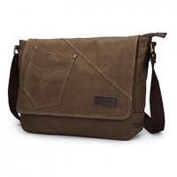 Men 's Canvas Sling Bag Shoulder Bag - Brown/Black  